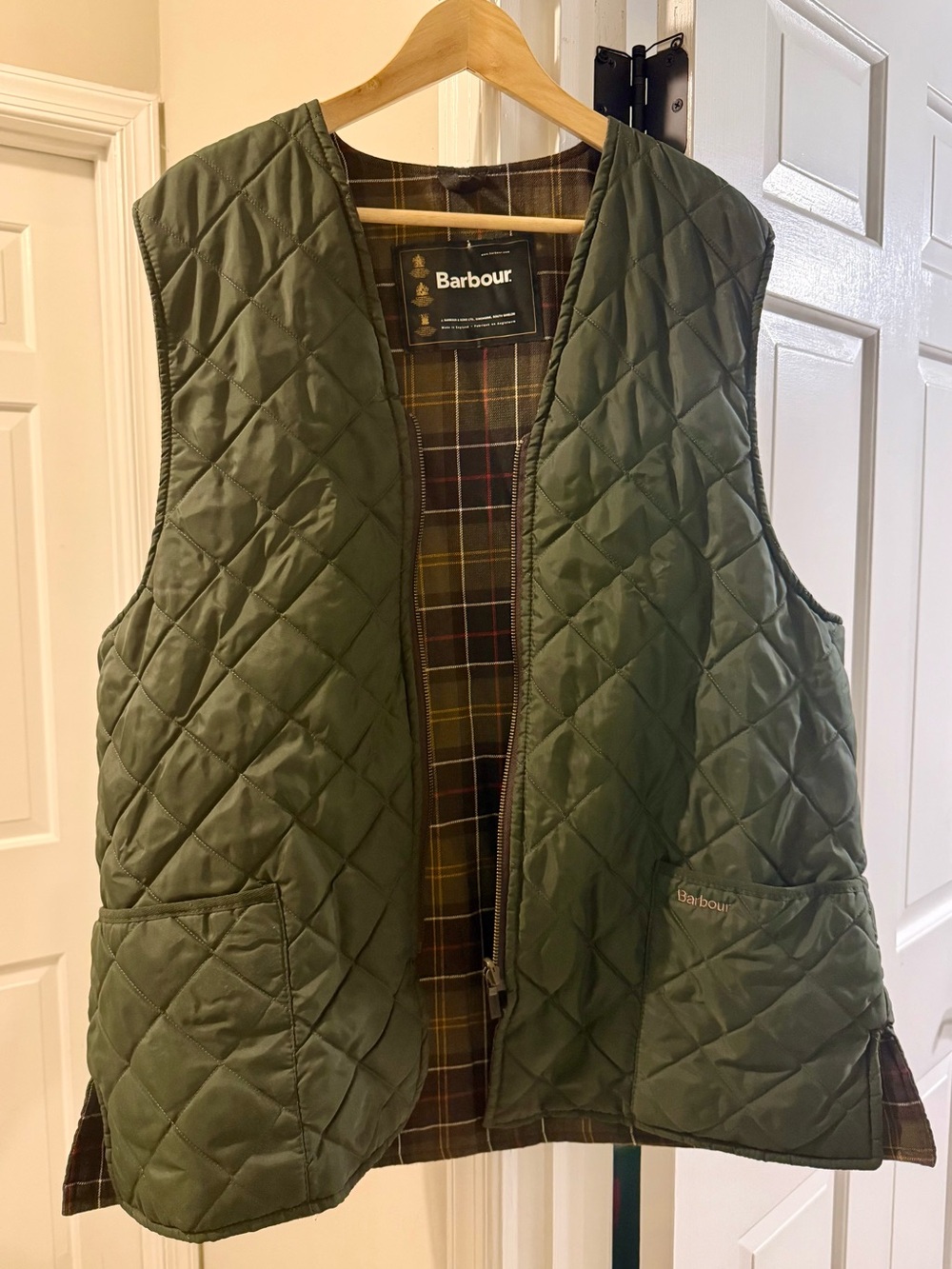 Vintage Barbour Quilted Olive Green Men's Vest